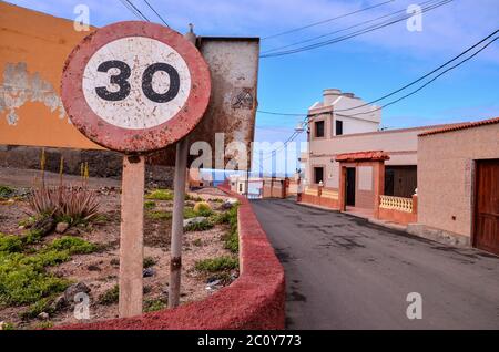 Vintage Old Rusty Road Sign Stock Photo