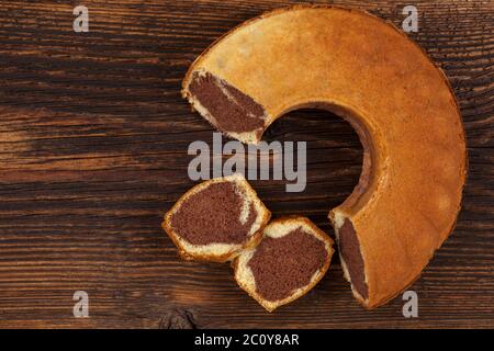 Flat lay of homemade bundt cake, spiral bundt cake, Top view of coconut bundt  cake Stock Photo - Alamy