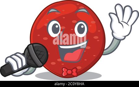 cartoon character of peperoni sing a song with a microphone Stock Vector