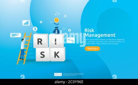 Risk Management and financial identifying. evaluating and challenge in business prevent protect. company performance analysis concept. Idea of busines Stock Vector
