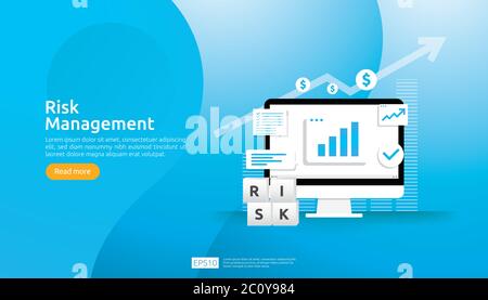 Risk Management and financial identifying concept. evaluating and challenge in business prevent protect. company performance analysis. Idea of busines Stock Vector