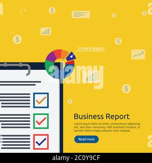 Business analyst or financial research report concept. financial accounting audit on statistical data paper document. Clipboard with list of task case Stock Vector