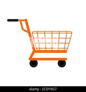Orange Shopping trolly on white background. Famous icon for any commercial as online shopping or printing media design. Vector illustration with layer Stock Vector