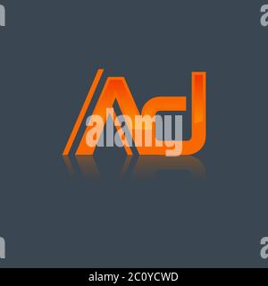 AD Letter Logo Design with Creative Modern Trendy Typography and Orange Colors.EPS 10 Stock Vector