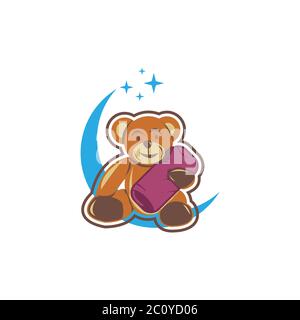 Cute teddy bear with bolster illustration free vector.EPS 10 Stock Vector