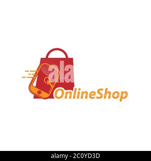 Online Shop logo designs template, Phone Shop logo symbol icon, Logo template icon.EPS 10 Stock Vector