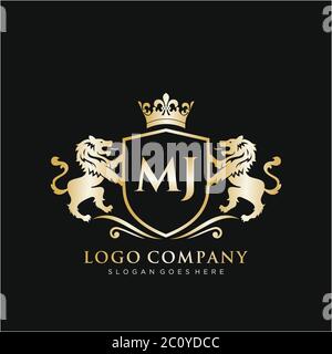 Luxury royal wing Letter MJ crest Gold color Logo vector, Victory logo ...