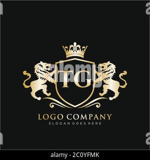 Luxury royal wing Letter TG crest Gold color Logo vector, Victory logo ...