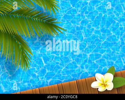 Realistic blue swimming pool. Stock Vector