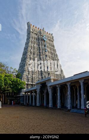 Gigaantic gopuram (Tower) of Thiruchendur Murugan temple Stock Photo ...