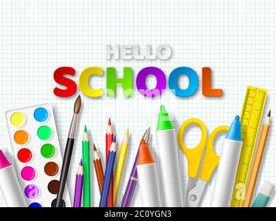 Hello school typography design. Stock Vector