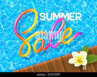 Summer Sale banner with handwritten calligraphy. Stock Vector