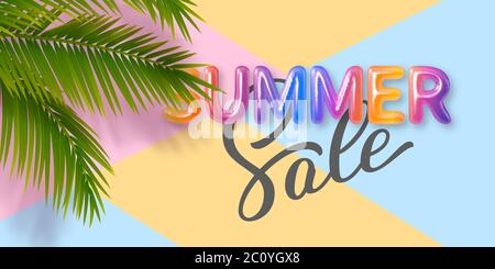 Summer Sale banner with 3d colorful letters. Stock Vector