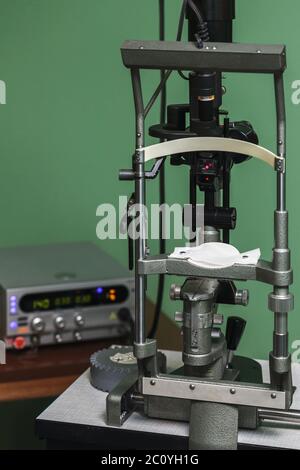 Medical optometrist equipment used for  eye exams Stock Photo