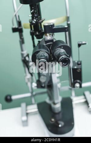 Medical optometrist equipment used for  eye exams Stock Photo