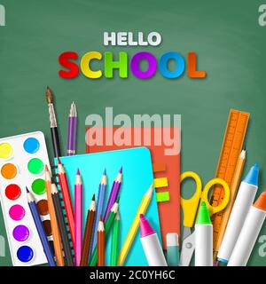 Hello school typography design. Stock Vector