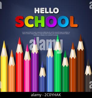 Hello school typography design. Stock Vector