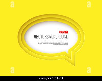 3d paper round speech bubble, yellow color. Stock Vector