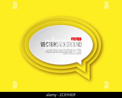 3d paper round speech bubble, yellow color. Stock Vector