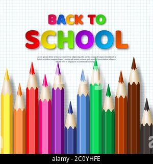 Back to school typography design with pencils. Stock Vector