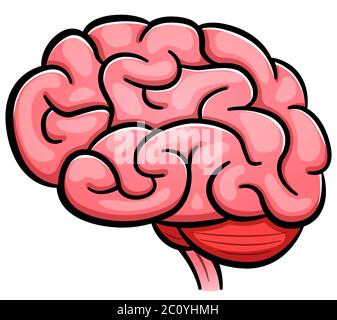 Vector illustration of human brain cartoon isolated Stock Vector