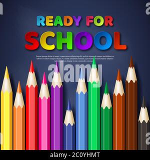 Ready for school typographic design. Stock Vector