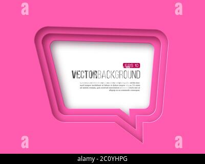 3d paper speech bubble, pink color. Stock Vector