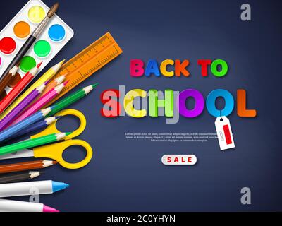 Back to school sale poster. Stock Vector