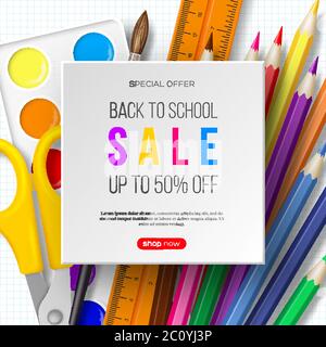 Back to school sale banner. Stock Vector