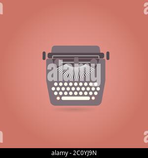 Retro style typewriter flat icon. Stock Vector