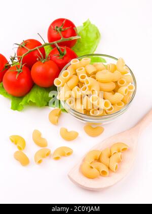 Raw pasta isolated on white background Stock Photo