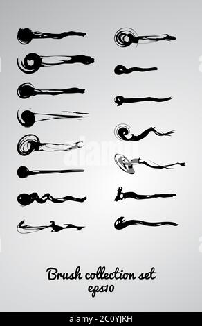 Vector large set of 15 different grunge brush strokes. Stock Photo