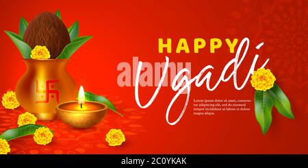 Ugadi holiday poster or babber. Stock Vector