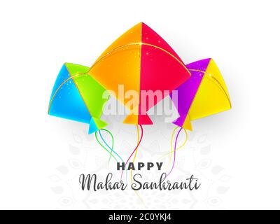 Makar Sankranti holiday design with kites. Stock Vector