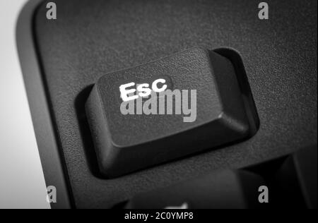 Electronic collection - detail black computer keyboard. The focus on Esc key. Stock Photo