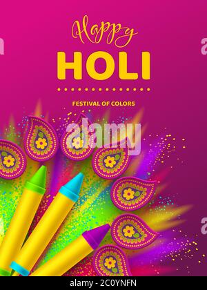 Happy Holi colorful design for Festival of Colors. Stock Vector