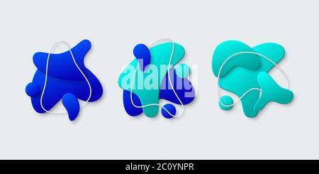 Set of 3d abstract geometric liquid shapes. Stock Vector