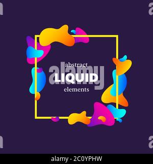 Frame with abstract liquid elements. Stock Vector