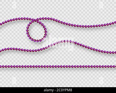 Decorative elements - realistic purple beads. Stock Vector