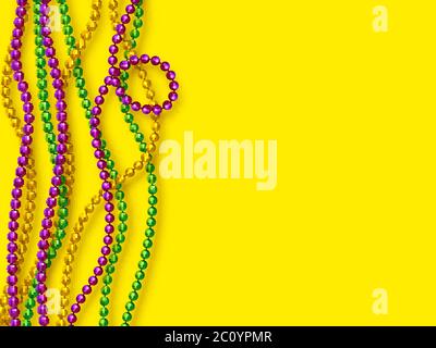 Mardi Gras beads in traditional colors. Stock Vector