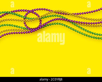 Mardi Gras beads in traditional colors. Stock Vector