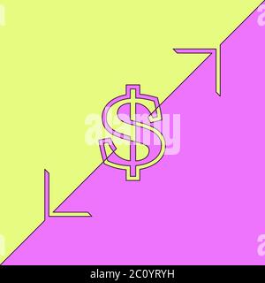 Dollar sign with arrows, Continuous line vector minimalist flat design vivid colors Stock Vector