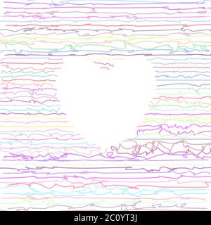 Background with heart made of crumpled lines of random color. Abstract striped vector illustration Stock Vector