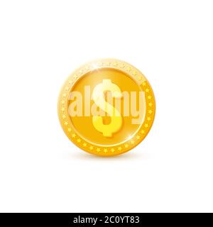 3d realistic gold dollar coin. Stock Vector