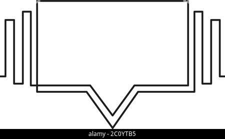 Continuous line drawing of speech bubble, Black and white vector minimalistic linear rectangular shape made of one line Stock Vector