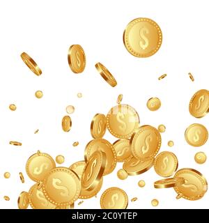 Falling metallic coins background. Stock Vector