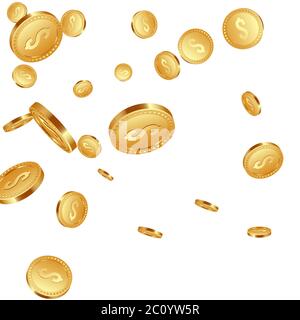 Falling metallic coins background. Stock Vector