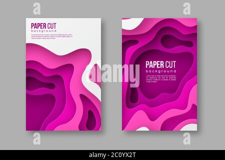 3d paper cut style posters. Stock Vector