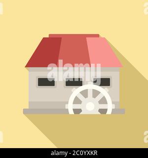 Energy water mill icon. Flat illustration of energy water mill vector icon for web design Stock Vector
