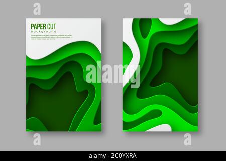 3d paper cut style posters. Stock Vector